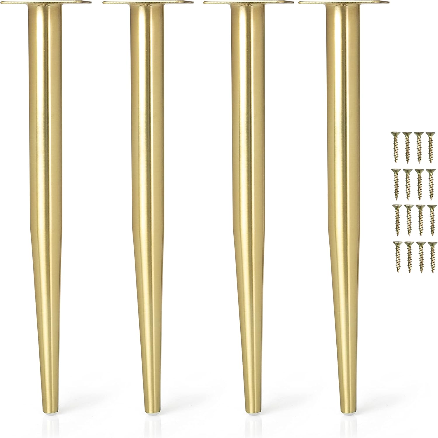 Ilyapa Tapered Metal Furniture Leg Set of 4 Gold 16 Inch