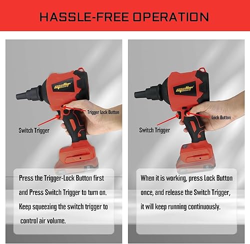 Miniatura 7 de Mellif - Plumero de aire comprimido de alto volumen para batería Milwaukee de 18 V, 3 velocidades, motor sin escobillas de 50000 RPM, luz LED, 7