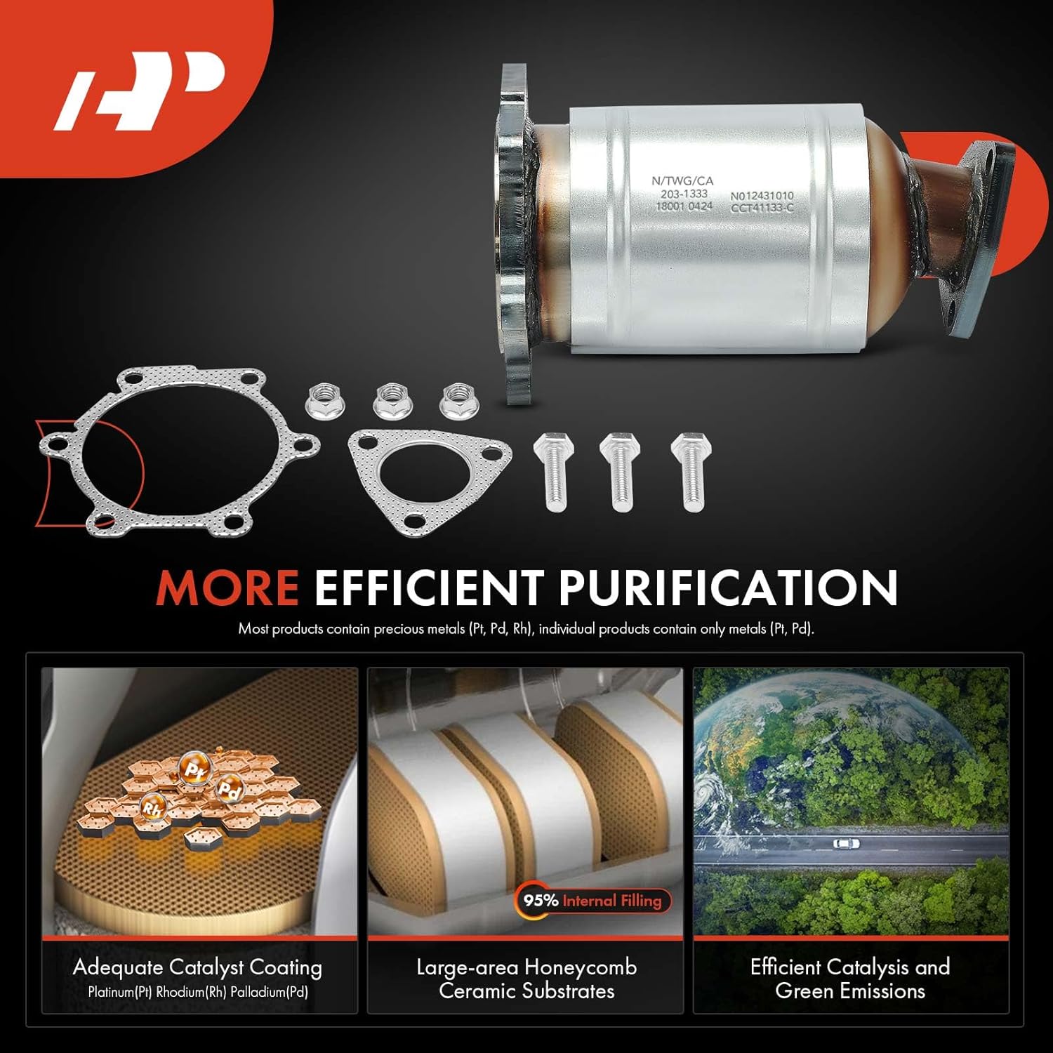 A-Premium Front Right Catalytic Converter Kit Direct-Fit Compatible with Infiniti & Nissan Models - QX4 2001-2003 3.5L, Pathfinder 2000 3.3L, Pathfinder 2001-2004 3.5L - V6 Engine - E.P.A. Compliant