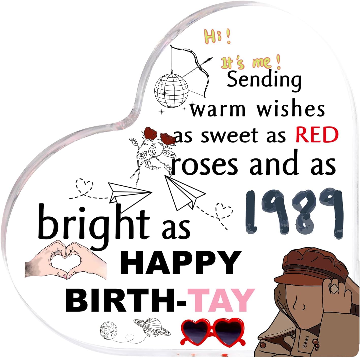 Taylor Birthday Gifts for women，Swift Gifts for Women Men Birthday, Music Lovers Gifts for Fans, Acrylic Heart Plaque