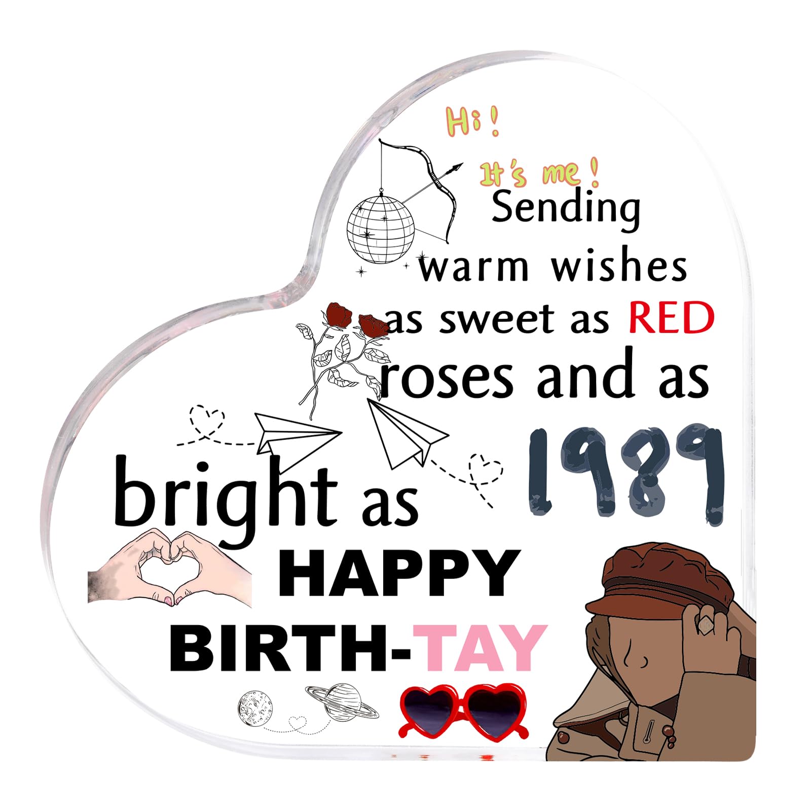 Taylor Birthday Gifts for women，Swift Gifts for Women Men Birthday, Music Lovers Gifts for Fans, Acrylic Heart Plaque