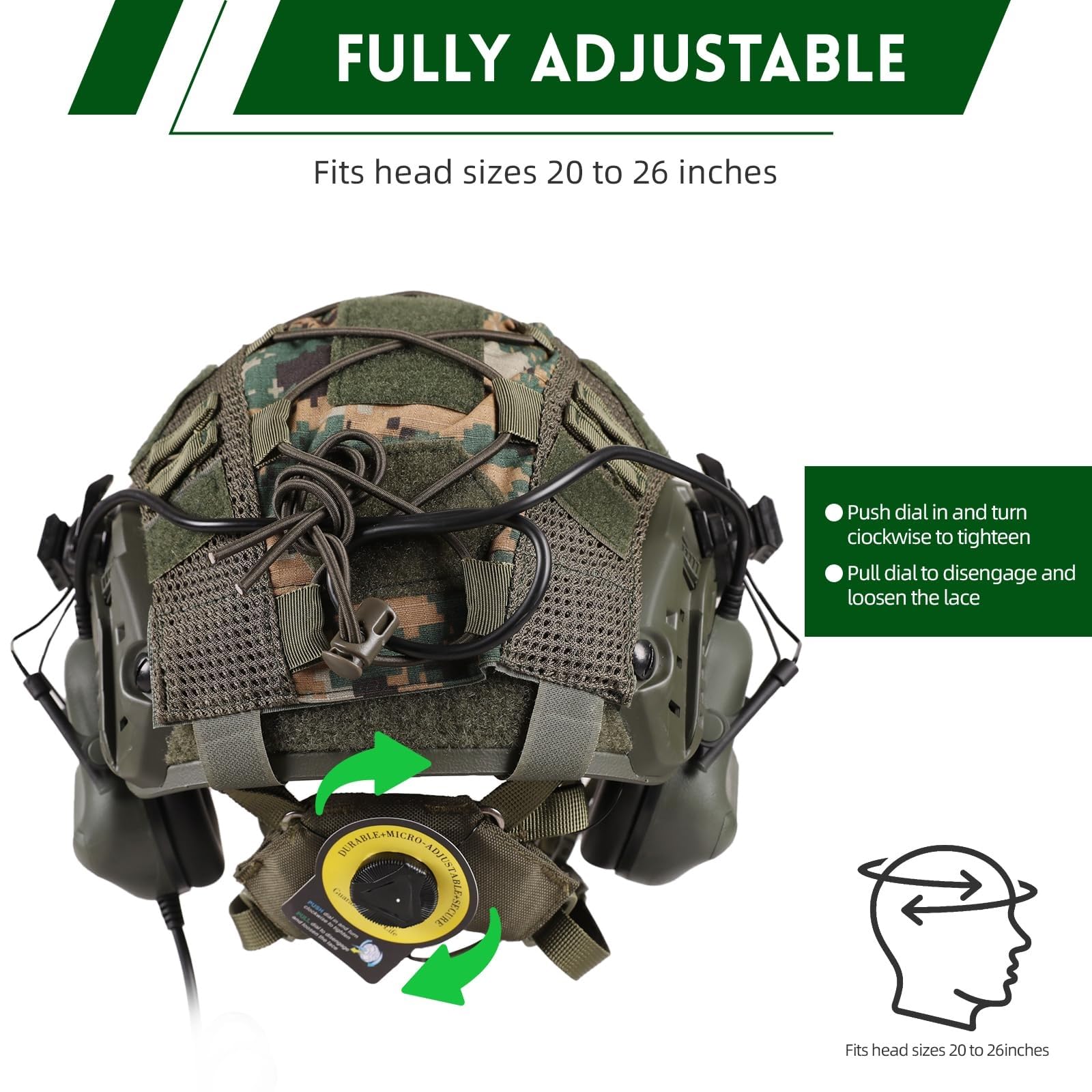 WLXW Taktischer Helm Mit Headset – 4-in-1, Verbessert, Verstellbar, Mit Helmabdeckung for CS Airsoft Cosplay, Militärausrüstung, Wargame