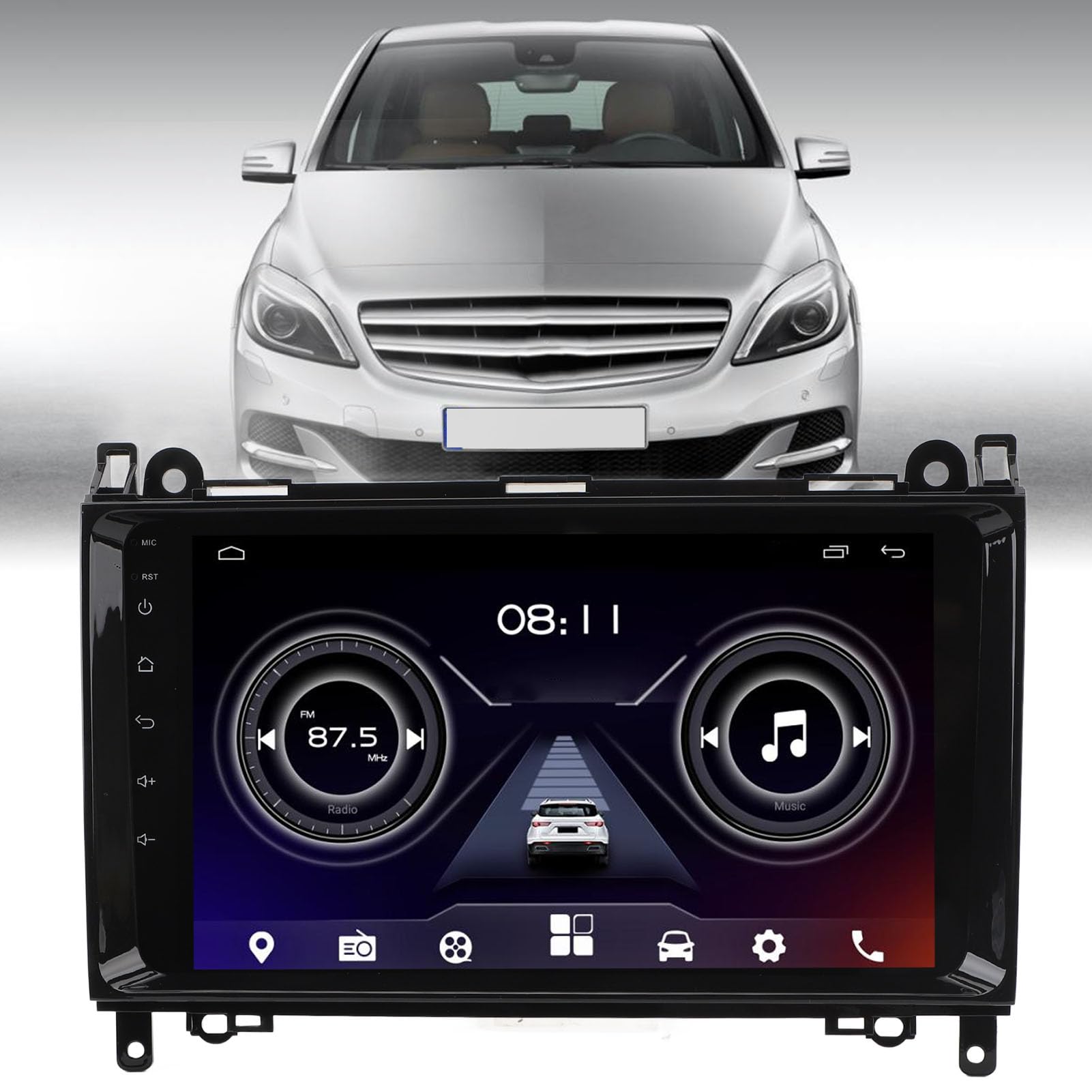 Nawigacja samochodowa stereo z systemem Android 12, 9-calowy ekran dotykowy, kompatybilna z Viano Vito Sprinter klasy B W245, B150, B160, B170, 2 GB, 32 GB ROM, WiFi Bluetooth