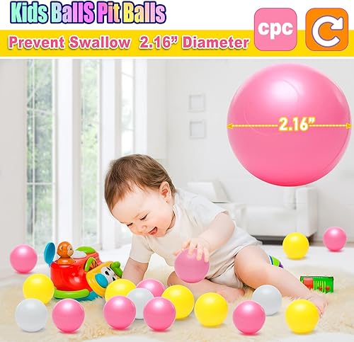 Miniatura 2 de Hovenlay 100 pelotas para niños, bolas de plástico para pelotas, pelotas de juego para bebés pequeños, ideal para piscina de pelotas, parque de
