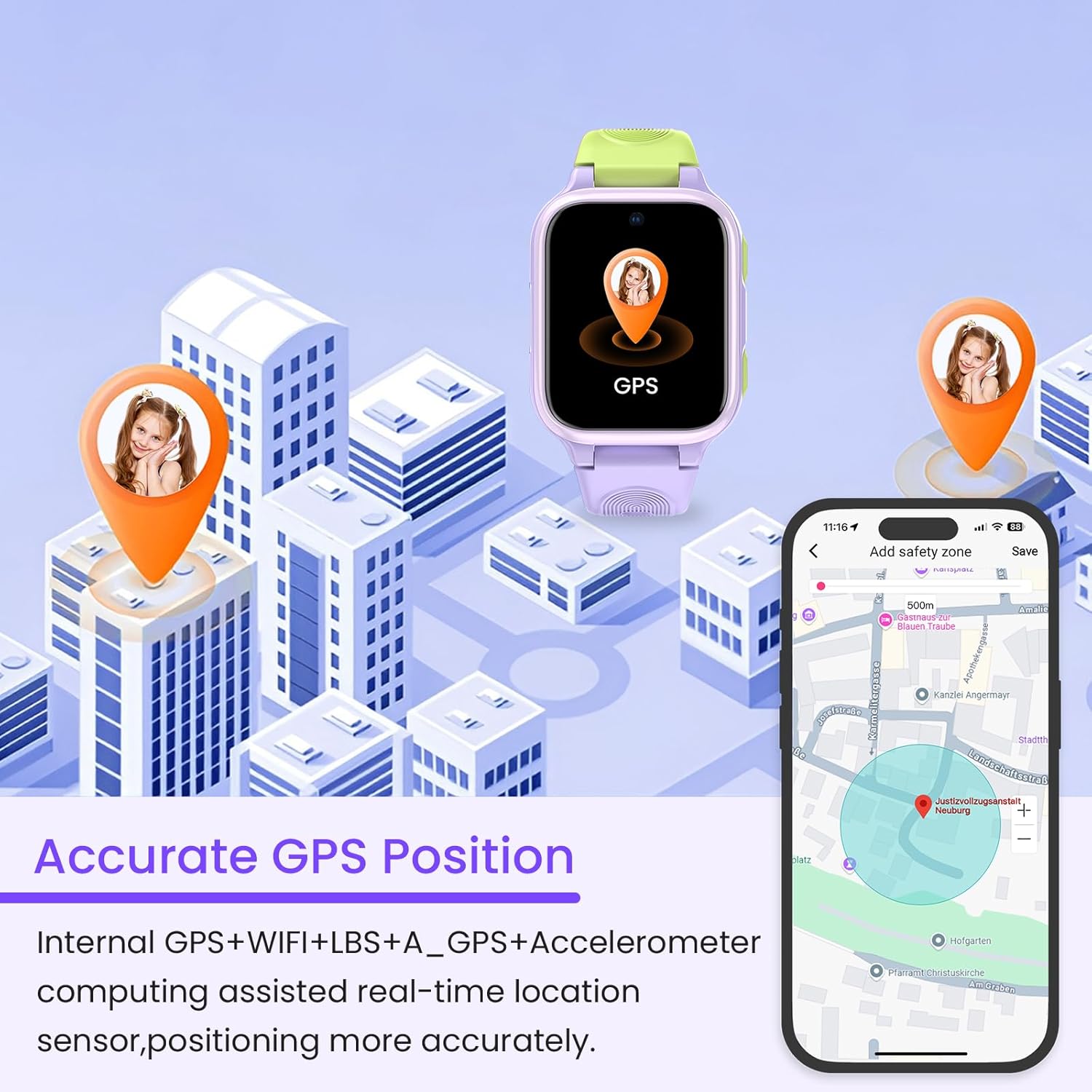 LAGENIO K9 Kid AI Smartwatch with GPS, 1.78'' AMOLED 4G for Kids with Video Call, Alarm Clock, School Mode, IP68 Waterproof Kids Smartwatch for Teens Ages 6 and Up