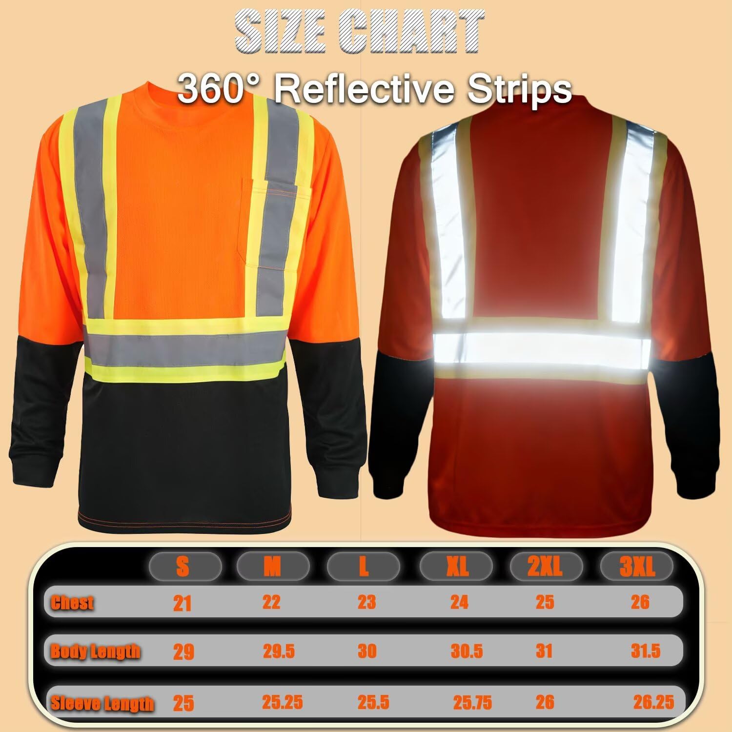 LeeHanTon Construction Shirt for Men High Visibility Safety Shirts Long Sleeve with Reflective Strips Mesh Hi Vis Work Shirt - Image 6