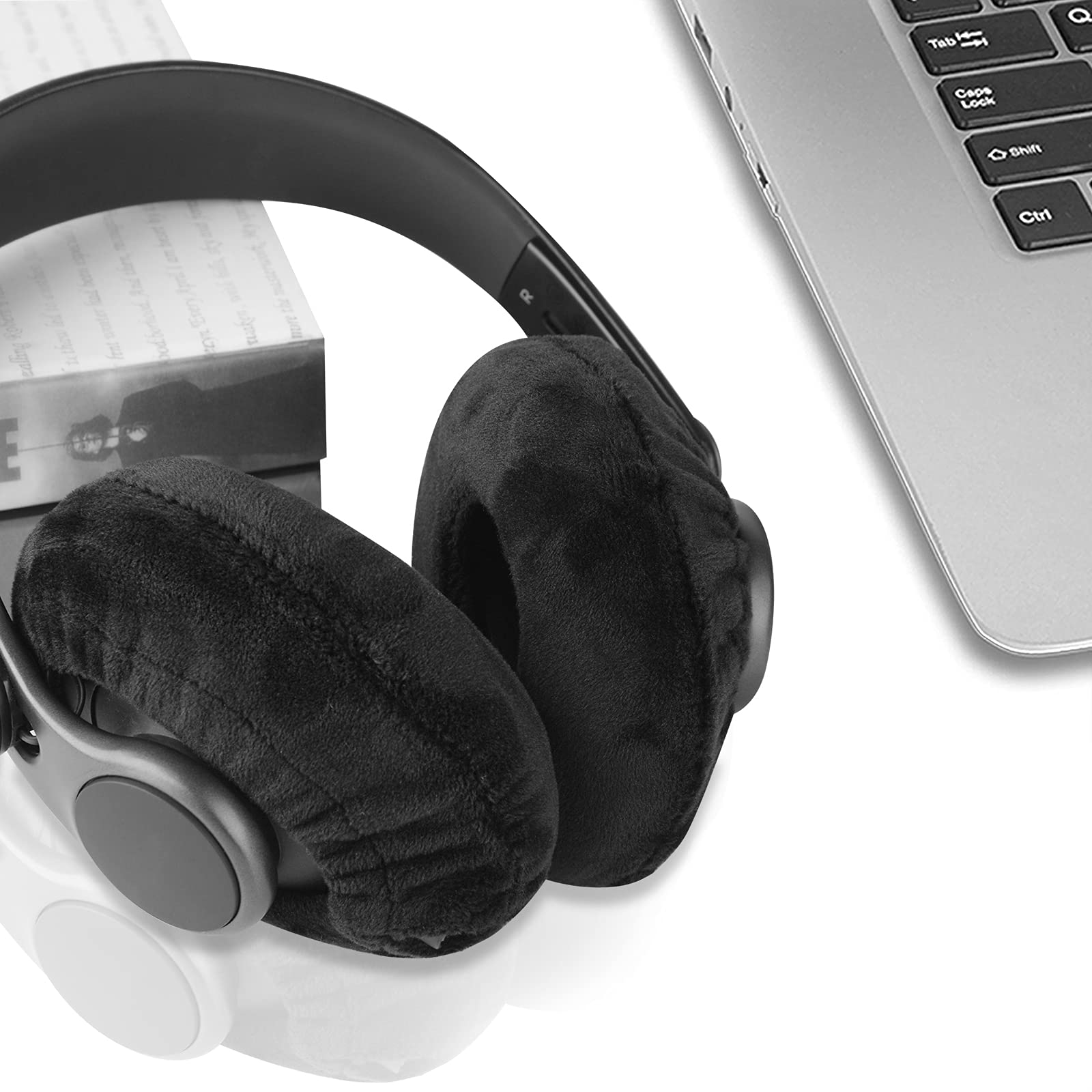 GEEKRIA 2 Pares de Fundas de Terciopelo para Auriculares, Protectores Sanitarios Lavables y elásticos para Almohadillas para Auriculares supraaurales, Cubierta contra el Sudor para Calidez y c — view 6