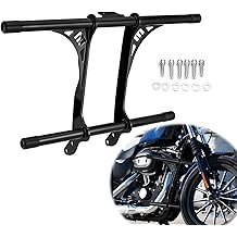 Wsays Highway Crash Bar Front Engine Guard Flat-Out Bar Compatible with Harley Sportster XL 883 1200 2004-2022 with Forward or Mid Control Models, Gloss Black