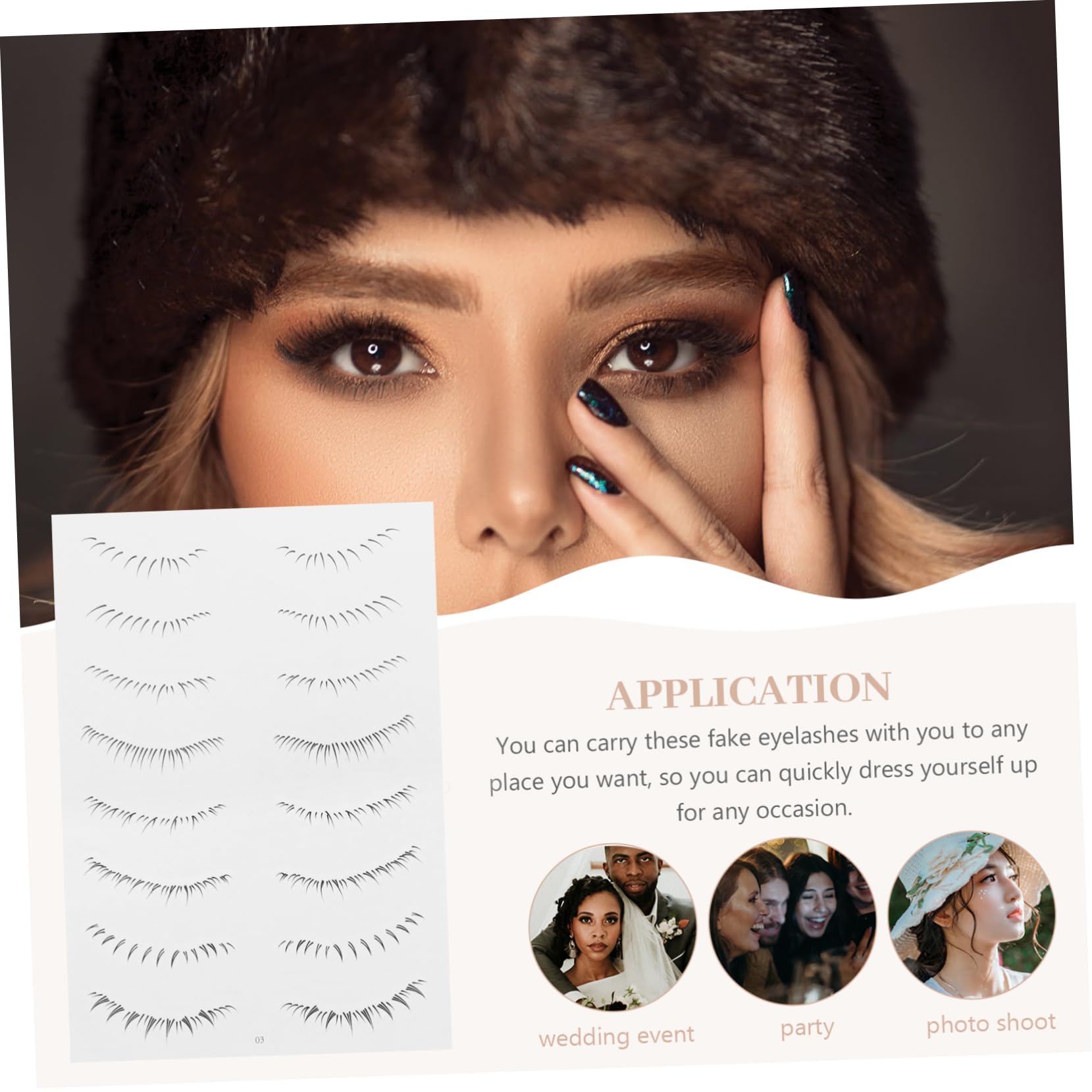 PartyKindom Lashes Set 10 Sheets Lower Eyelash Stickers Fake Eyelash Decal Easy Application Makeup Stickers