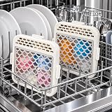 Cestello lavastoviglie per Candy CI 3E53E0W, 2 pezzi bianchi | 2 cestelli bianchi con coperchio a scatto, rete flessibile in silicone rimovibile, scomparti separati e fori di drenaggio.