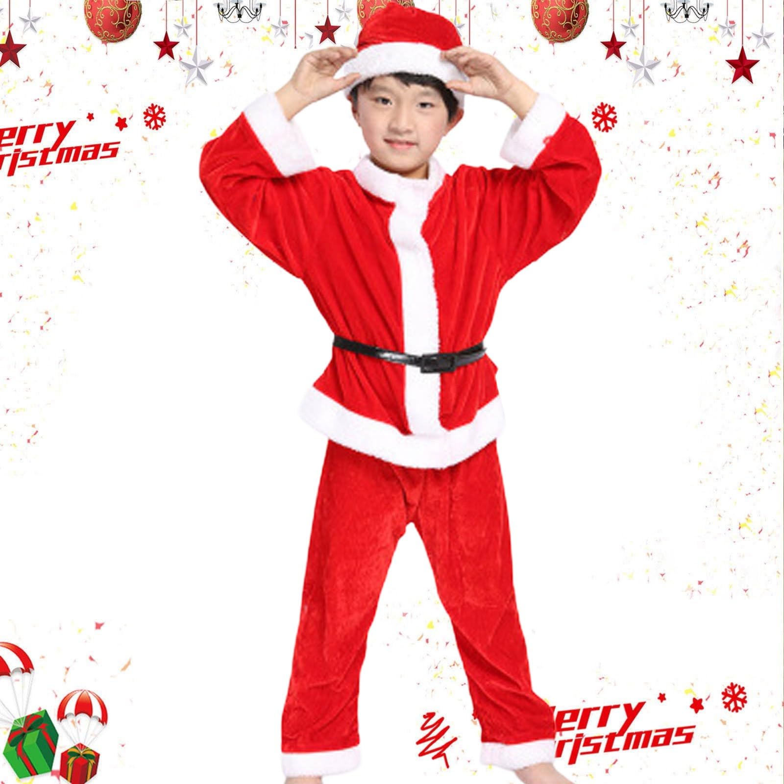 Costume da Babbo Natale per bambini, set da 3 pezzi con giacca, pantaloni e