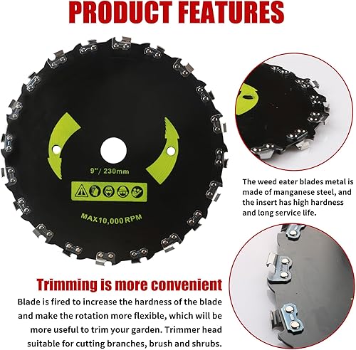 Miniatura 5 de Gashwer Cuchillas con punta de carburo de 9 x 36 dientes y cuchillas redondas de acero al carbono de 9 x 20T con adaptador universal compatible con