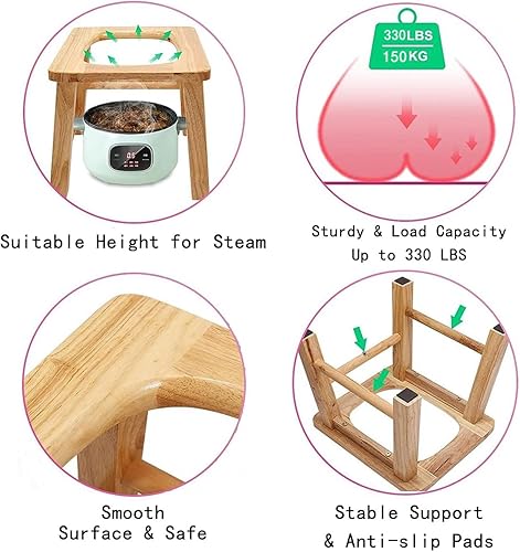 Miniatura 4 de Asiento de vapor de madera con cuatro patas, silla de vapor Yoni, olla de vapor Yoni, inodoro tridimensional, taburete de ducha antideslizante de