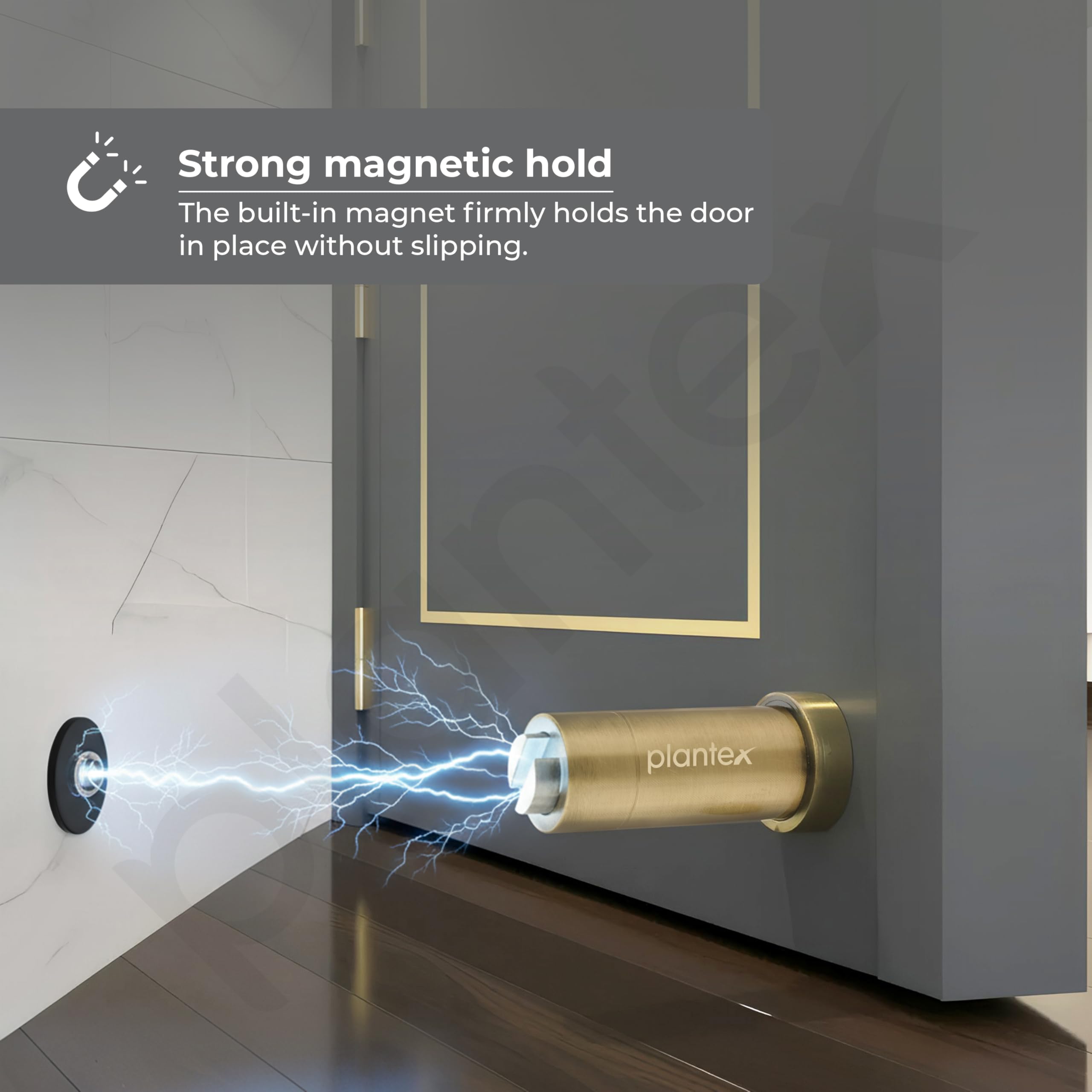 Plantex Door Back Stopper/Door Magnetic Stopper/Stainless Steel Wall Mounted Megnet Door Stops - (Brass Antique) — Amazon image 5