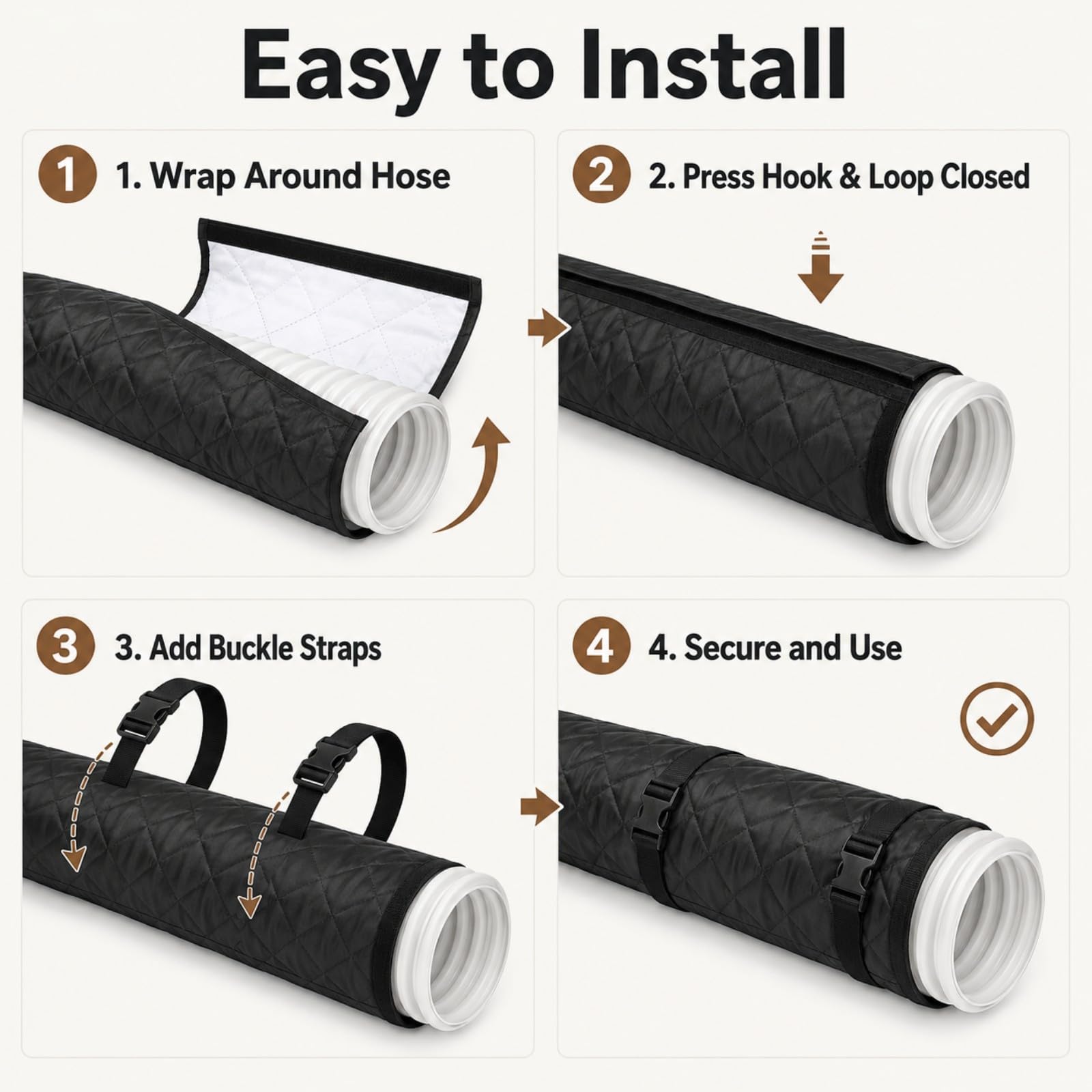 Funda Aislante Manguera AC para Costway FP10739US 2024-2024 | Aislamiento Acolchado | Cierre Gancho Y Bucle | Correas Hebilla | Impermeable Anticondensación | Ajuste Universal