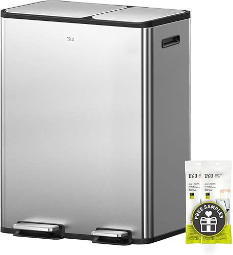 Miniatura 10 de EKO EcoCasa II - Bote de basura de reciclaje de cocina con doble compartimento de 36 L24 L acabado de acero inoxidable