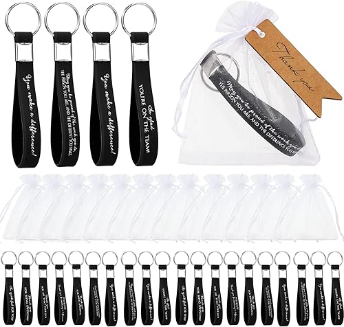 Roowest 60 juegos de regalos de agradecimiento a los empleados, regalo de agradecimiento, llaveros motivacionales de silicona a granel con etiqueta