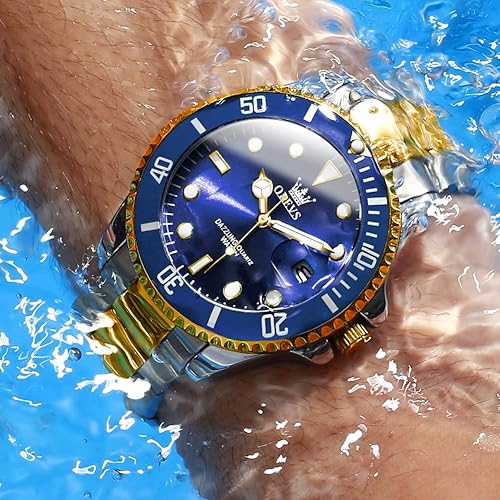 Miniatura 4 de OLEVS Relojes para hombre, de acero inoxidable, analógico, de cuarzo, cronógrafo, fase lunar, impermeable, fecha, luminoso, reloj masculino, regalo