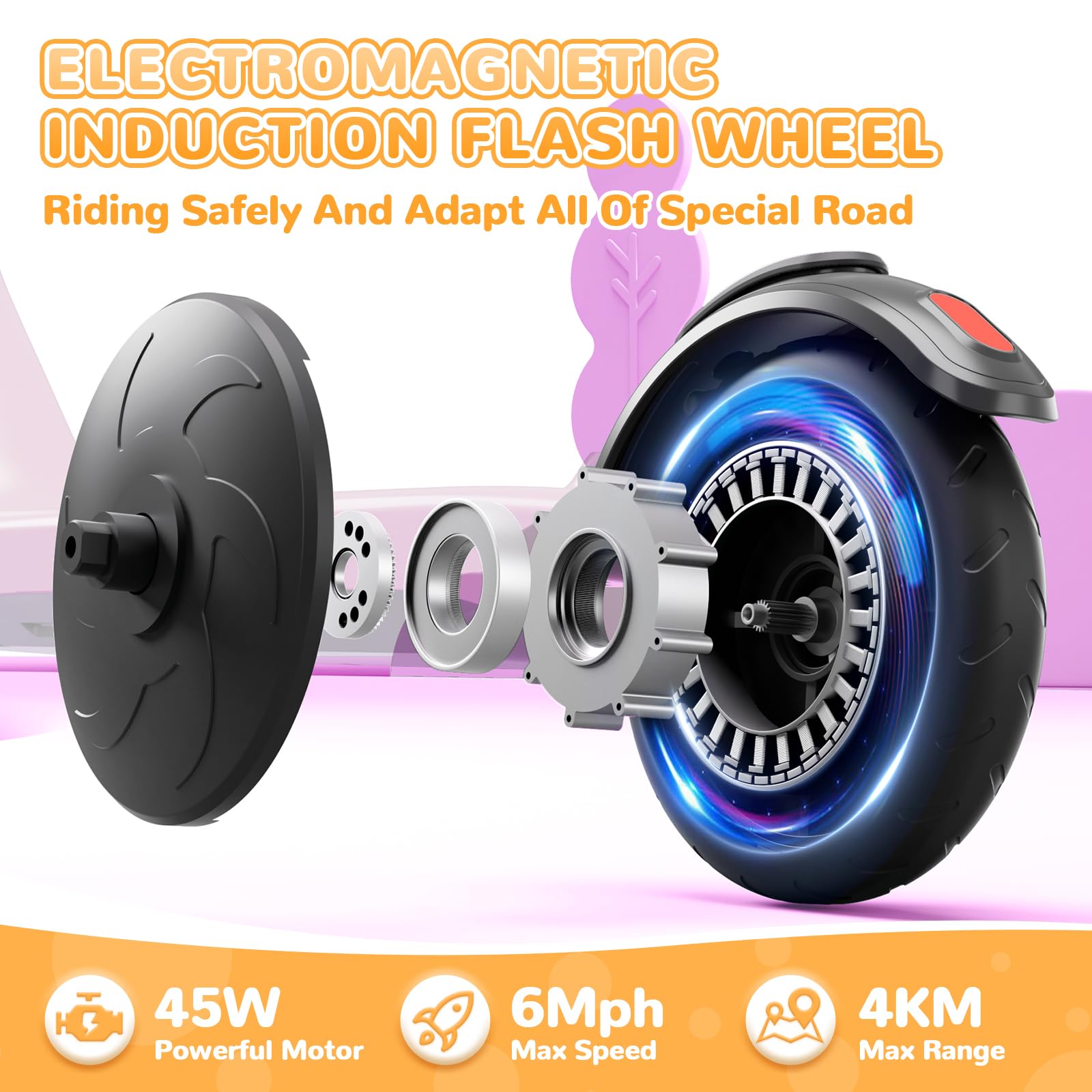 SISIGAD Monopattino elettrico per bambini da 6 a 10 anni, scooter elettrico per bambini da 5,3 pollici con luci LED e 3 altezze regolabili, carico massimo 70 kg, velocità massima 10 km/h, autonomia
