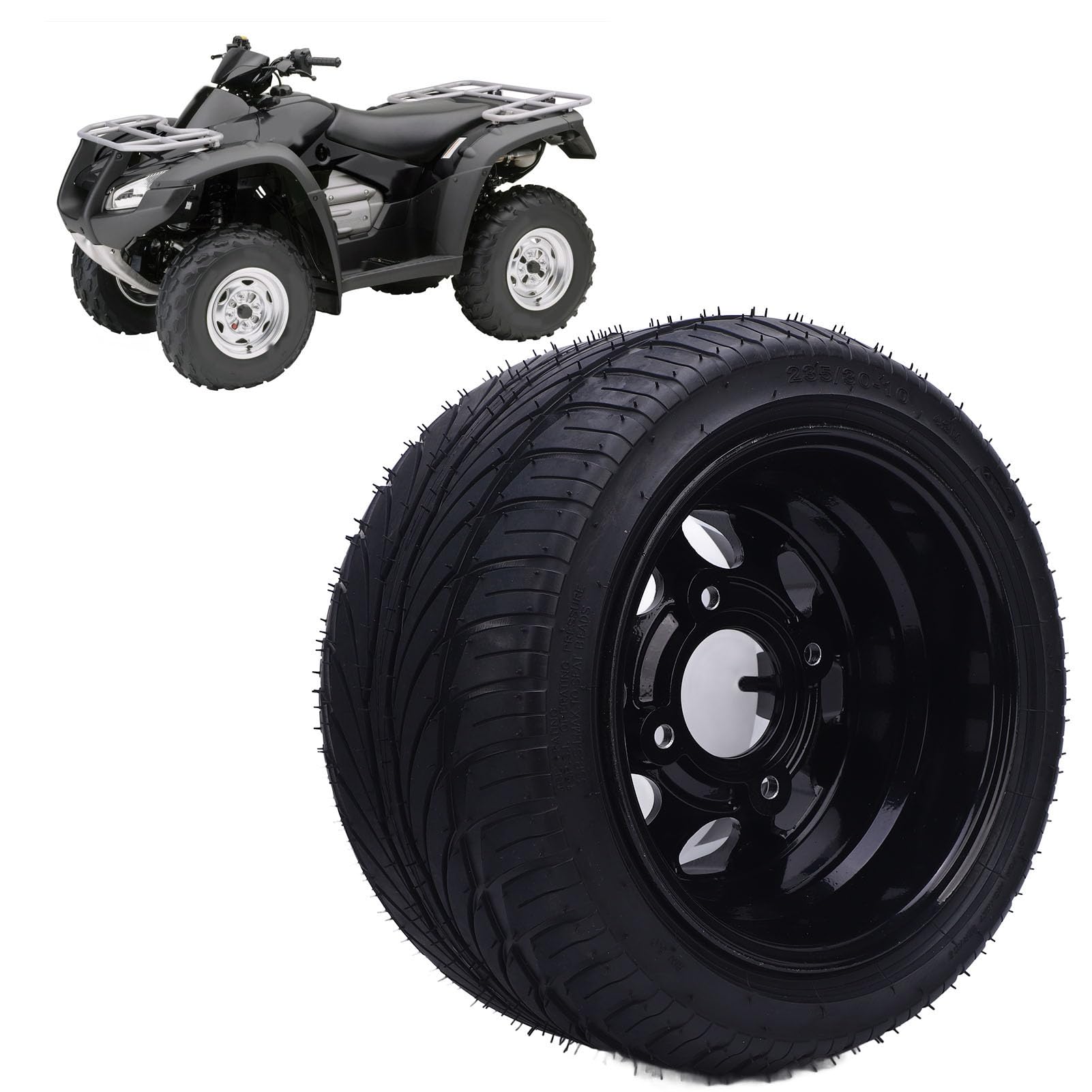 Asixxsix 10-Zoll-All-Terrain-Reifen, 235/30-10 6PR, Pannensicherer Golfwagen-Reifen mit Einzigartigem Hervorstehendem Design für Verbesserten Grip und Stabilität auf Schlammigen (Mit Rad Rand)