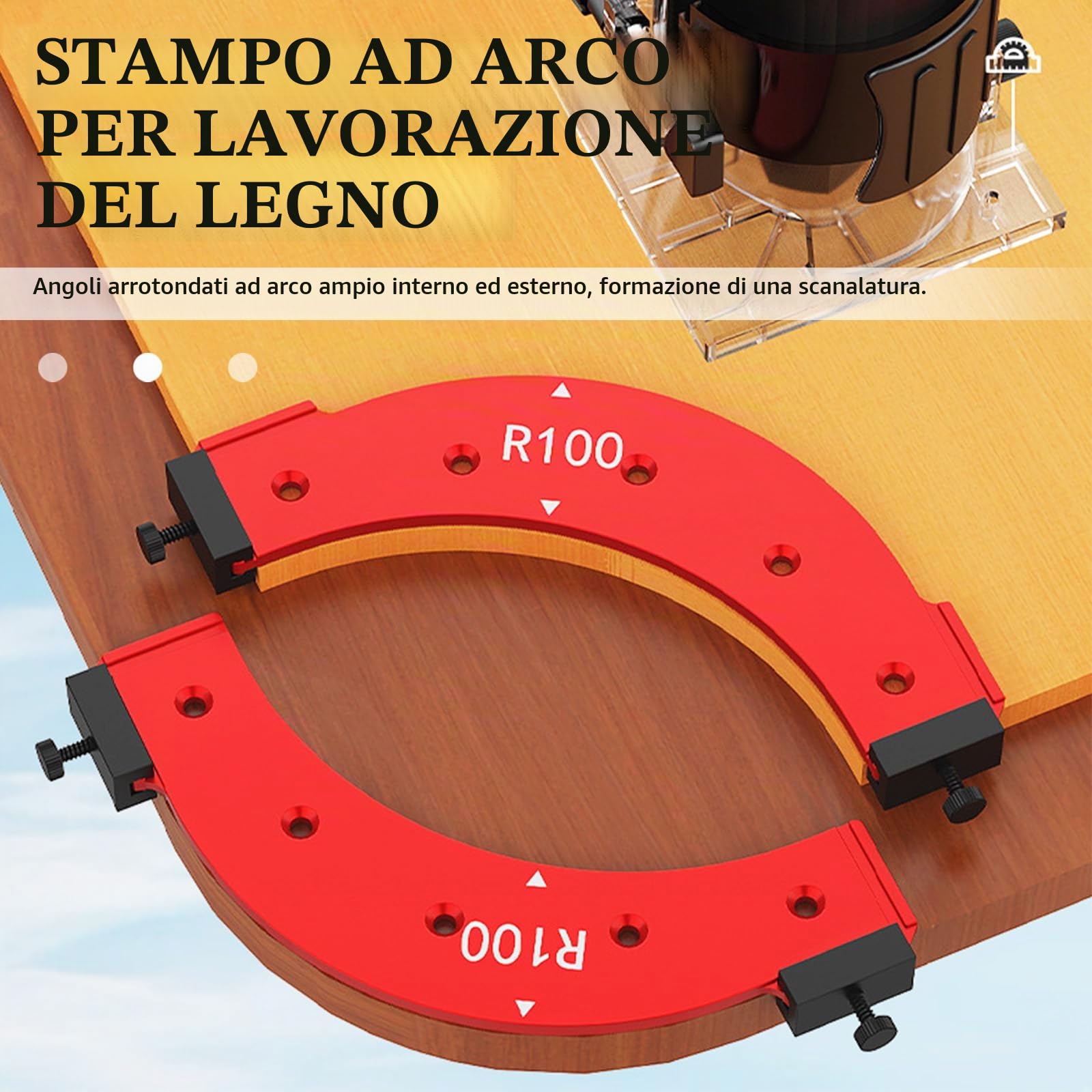 4 Pezzi Raggio Jig Router Templates, Raggio Jig Router Templates, Ausiliario Per Taglio Ad Arco Per Tavola Di Legno In Lega Di Alluminio, Strumento Di Posizionamento Del Bordo Dell'arco