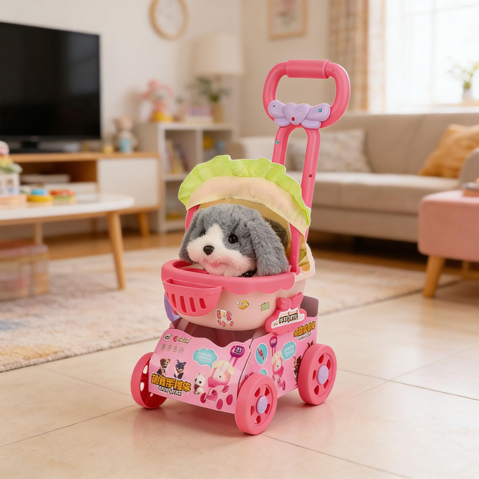 Automatisch wackelndes Plüsch Hundespielzeug mit realistischem Design, unterhaltsame Komfortpuppe für Baby Krabbellern Rollenspiel, Kinder Rollenspiel Spielzeug für den Innenbereich