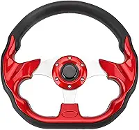 Volante de corrida, volante de PU de 13 polegadas com aparência elegante Volante universal para carro Fácil de instalar Volante esportivo para carro para veículo (Vermelho)