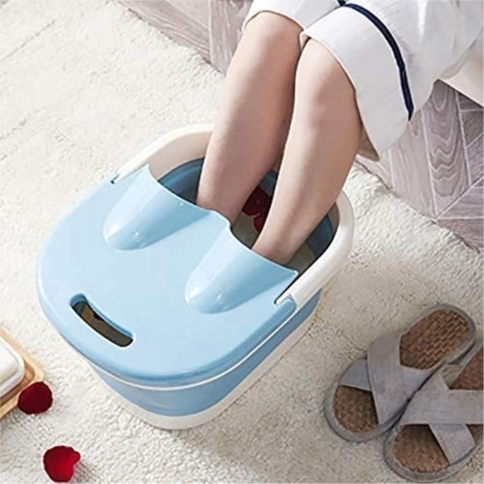 Bain De Pied Składana Wanna Do Stóp Składane Wiadro Do Mycia Stóp Przenośna Plastikowa Beczka Do Stóp Kąpiel Do Pedicure Dla Dorosłych Wanna Do Moczenia(Blue)