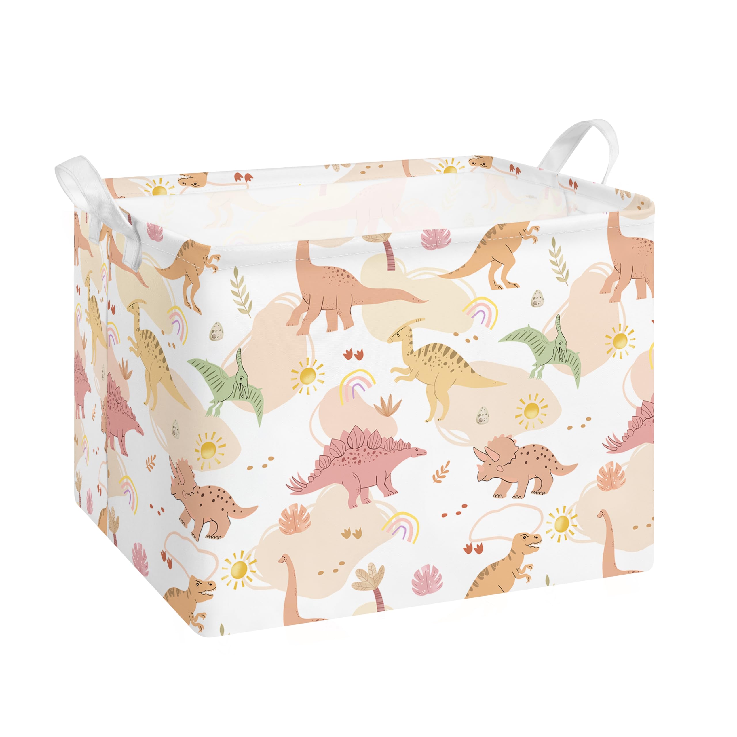 alldomess Large Kids Storage Baskets for Organizing 40*30*30cm Collapsible Laundry Basket with Handles Fabric Nursery Storage Bins for Clothes Books Toys Room Deco Boho Dinosaur