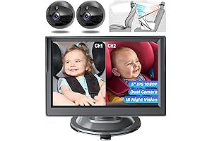 Dual Screen Baby Car Camera, 2 FHD 1080P Lens