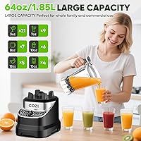 Vista 4 de Professional Blender 2000W, Smoothie Countertop Blenders for Kitchen,7 Preset Programs for Ice Crush/Frozen Drinks/Dips/Nut Butter, High Speed