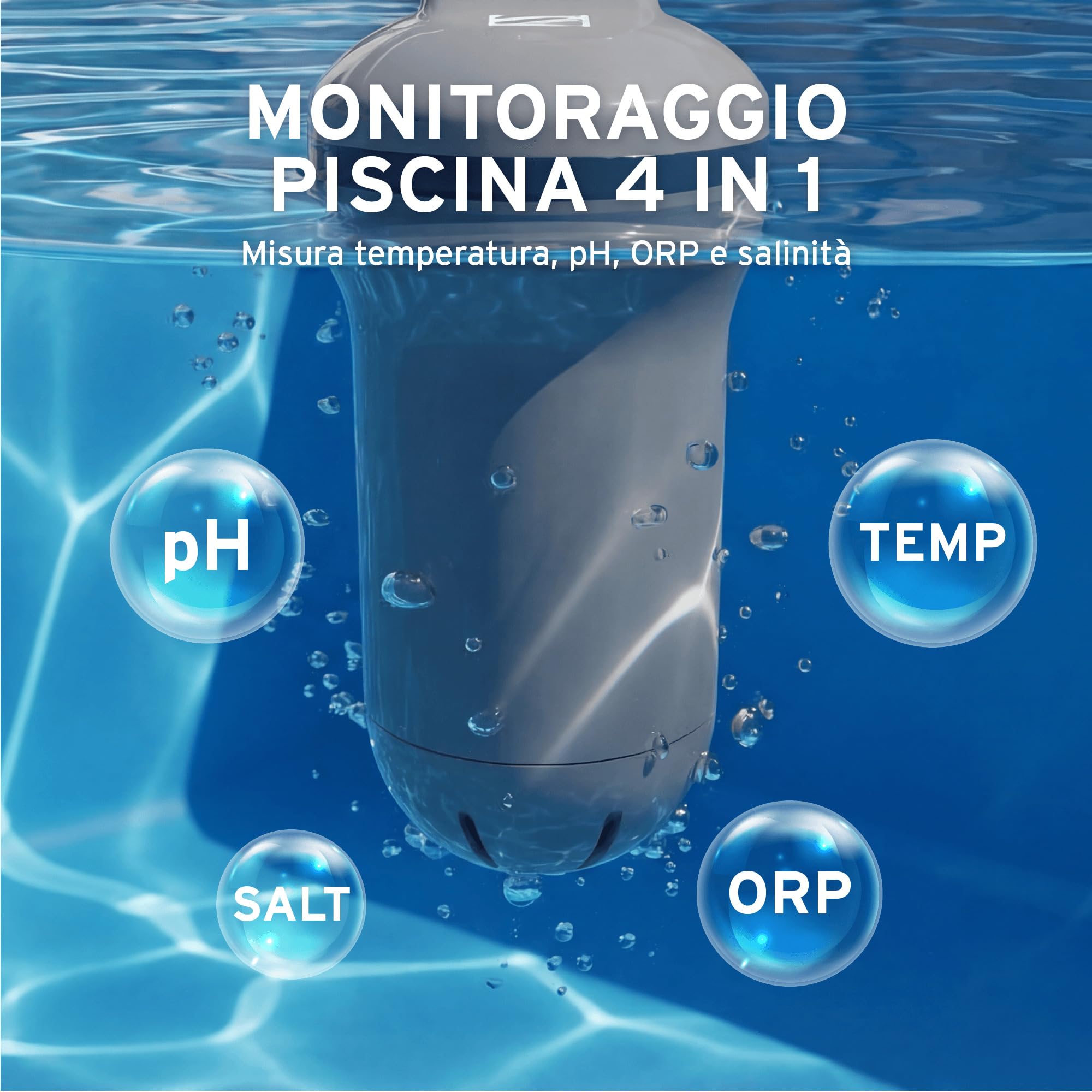 Zodiac Blue Connect Gold- Analizzatore Intelligente per Piscine e Spa, Sistema Plug & Play, Misuratore di pH, Cloro e Temperatura, Compatibile con Elettrolisi Salina, Notifiche Smartphone