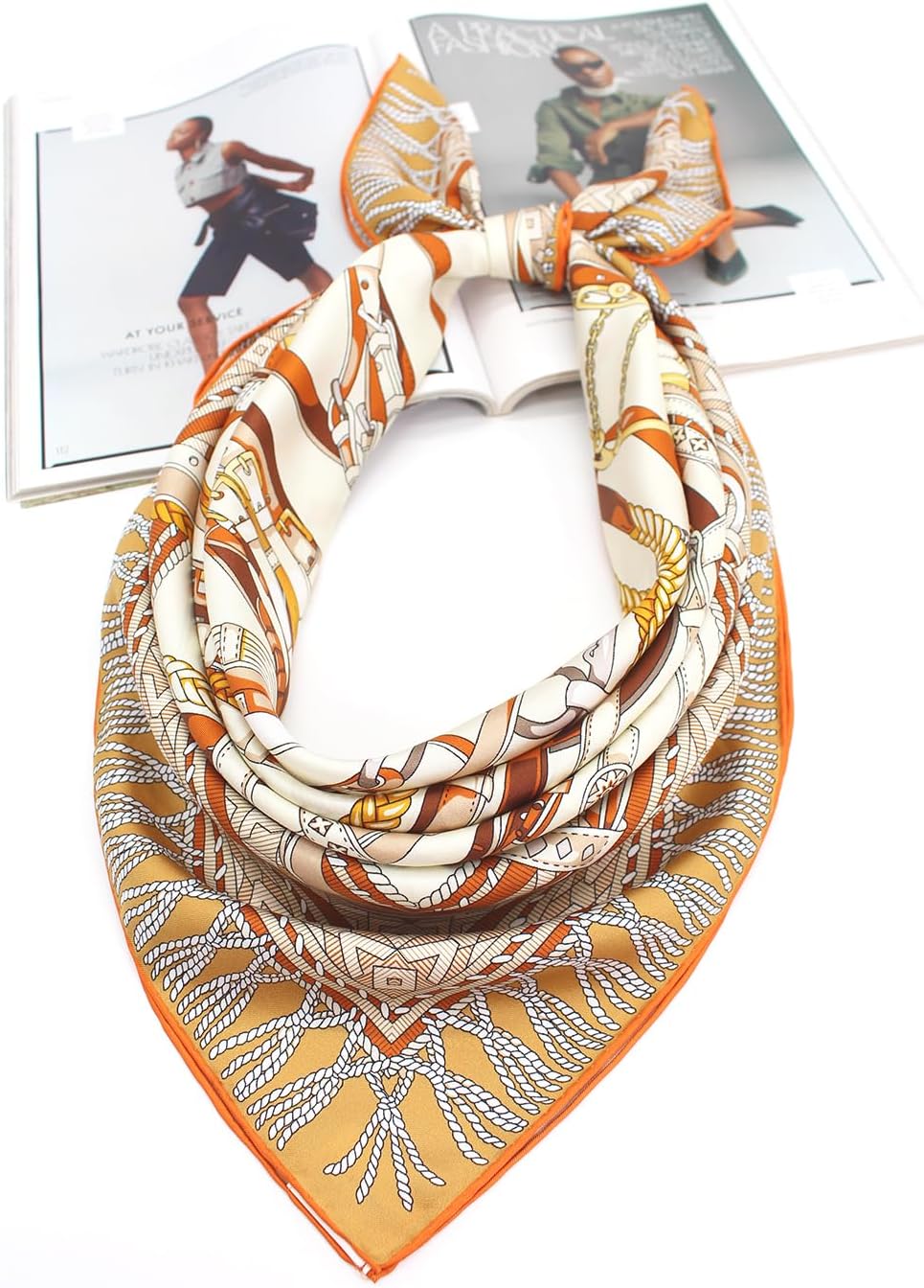 ANDANTINO 100% Pure Mulberry Silk Scarf 35" Large Square Lightweight Headscarf –Women’s Hair Wraps-With Gift Packed