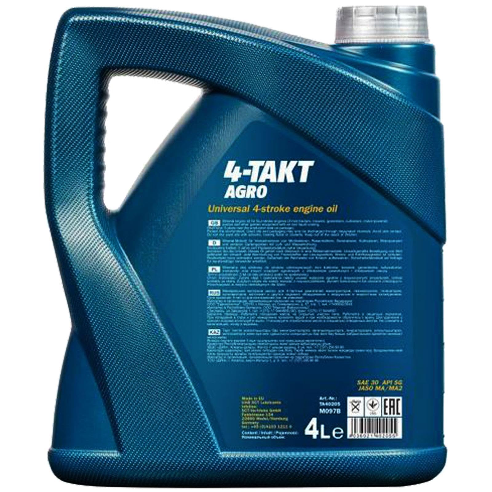 BandelOne enthält 4L + 1L Mannol 4-Takt Agro für Rasenmäher Traktor Generator Sae 30 Api Sg