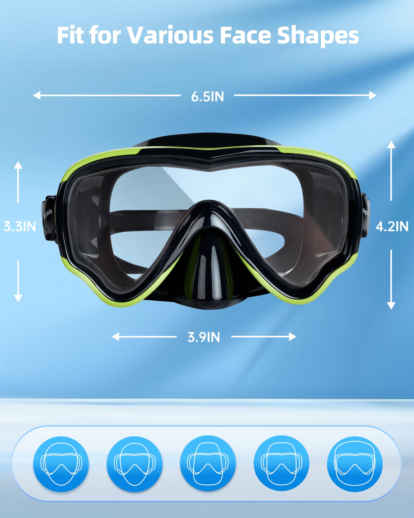 VegoVia Occhialini da nuoto per adulti con copertura per il naso, senza perdite, anti-appannamento, 180°, trasparente, ampia vista, maschera subacquea, occhiali da piscina, per uomini e donne