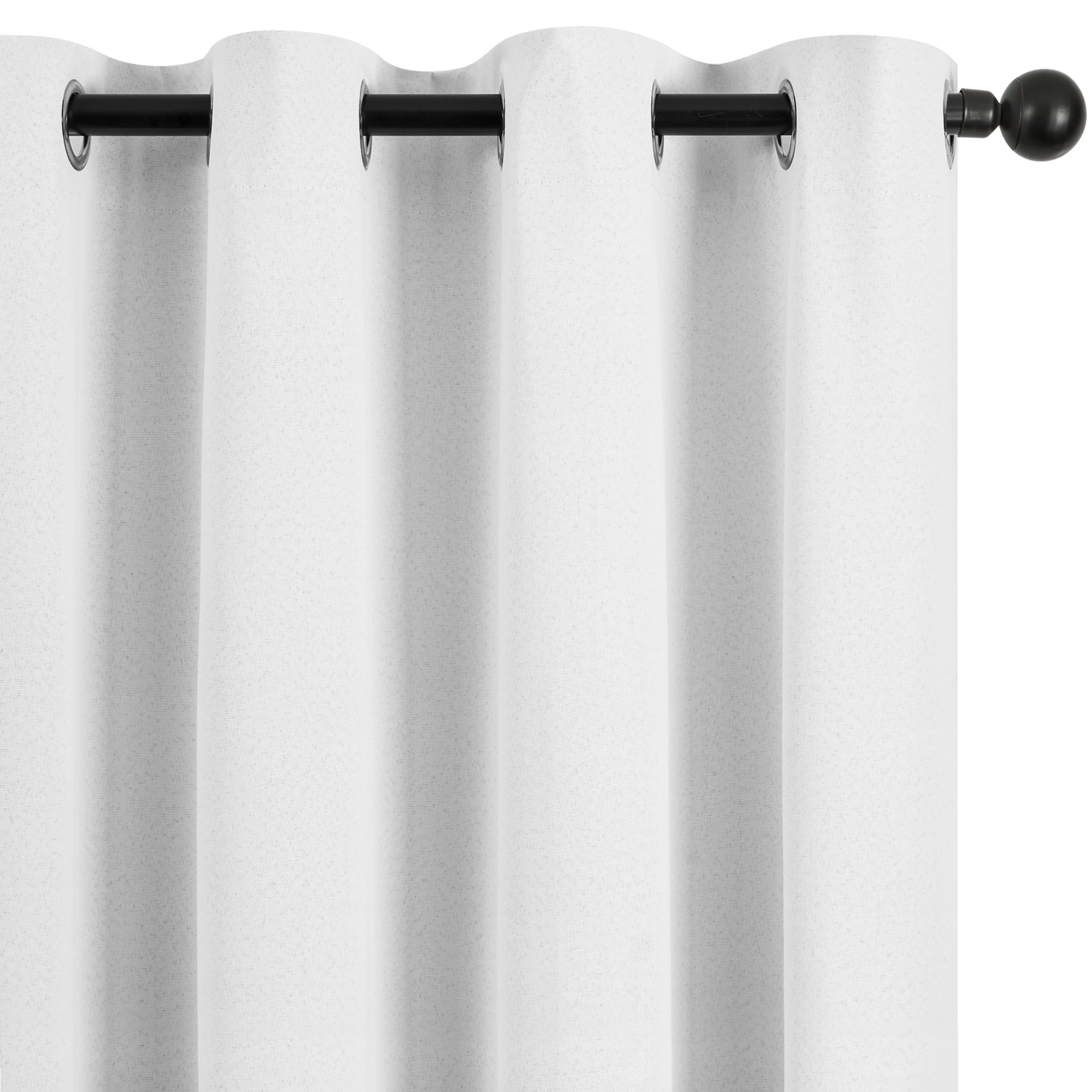 Deconovo 90 Inch Drop Full Blackout Curtains Faux Linen Thermal Insulated Eyelet Curtains for Living Room with TPU Coating, Greyish White, W66 x L90 Inch 2 Panels