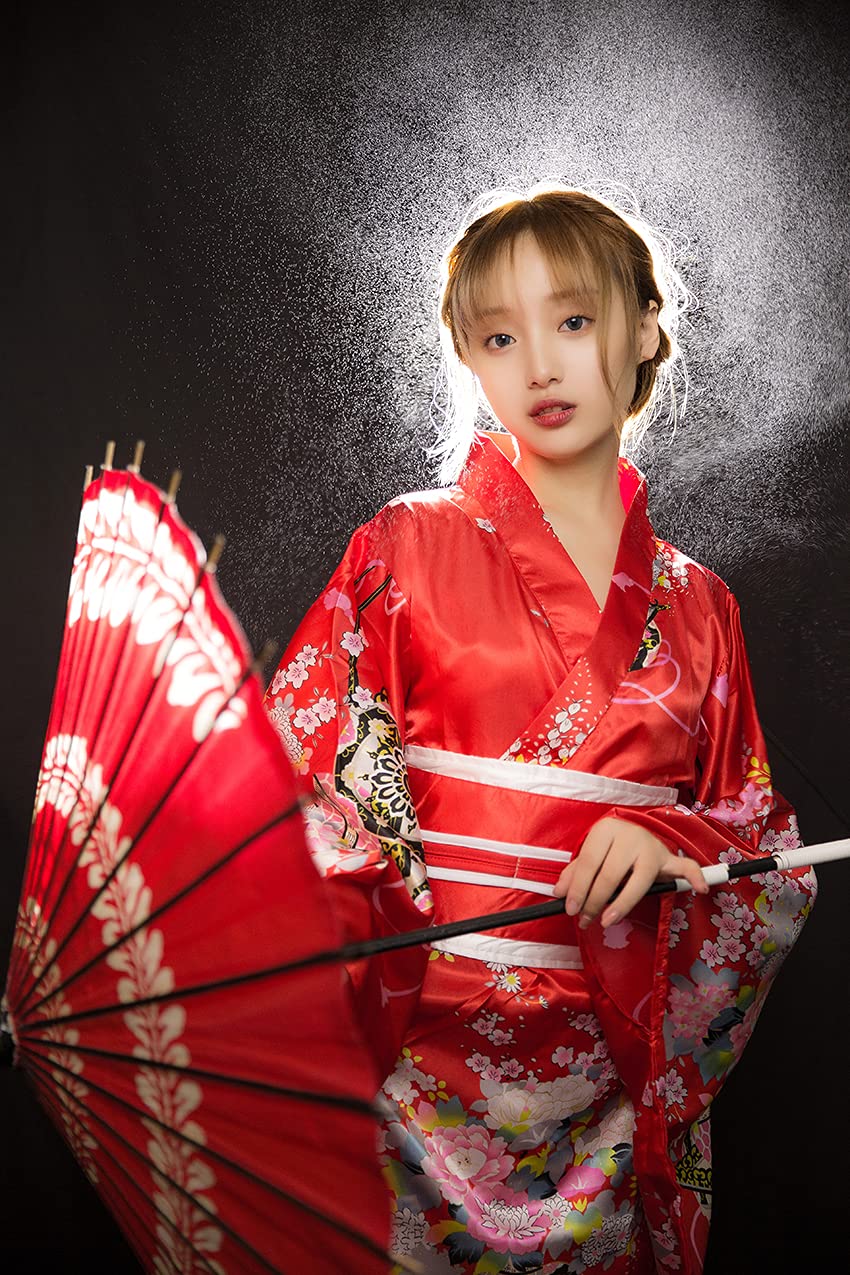 Bata tipo kimono tradicional japonés para mujer, vestido kimono para Halloween, disfraz de cosplay de Geisha Yukata