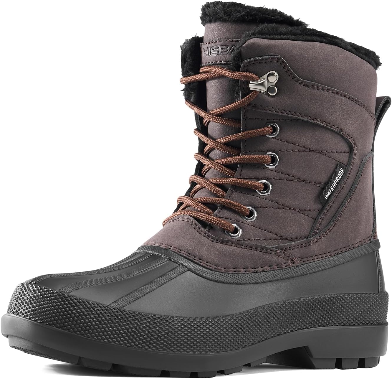 HISEA Men's Insulated Winter Snow Boots Waterproof, Warm Fur Lined Duck Boots for Rain Ski Cold Weather