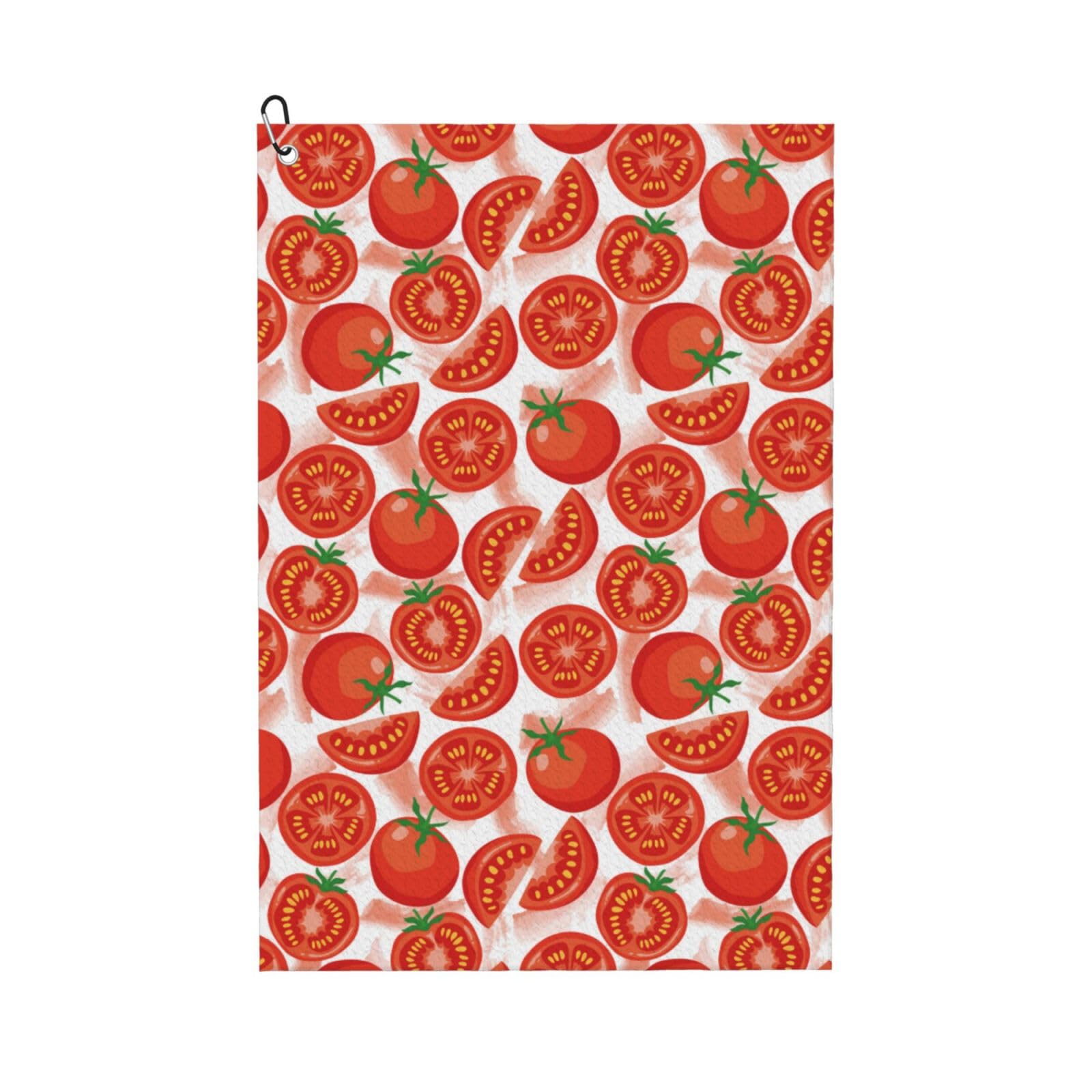 AOOEDM Tomatoes Print Golf Towel with Carabiner Clip Absorbent Microfiber Golf Towel for Cleaning Golf Ball Club Putter Iron for Golf Bag Trolly Belt Loop 16" X 24"