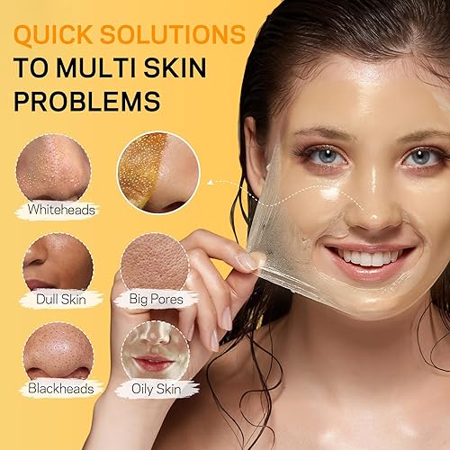 Miniatura 2 de Máscara eliminadora de puntos negros, máscara facial con vitamina C y cúrcuma para hombres y mujeres, mascarilla facial de limpieza profunda para