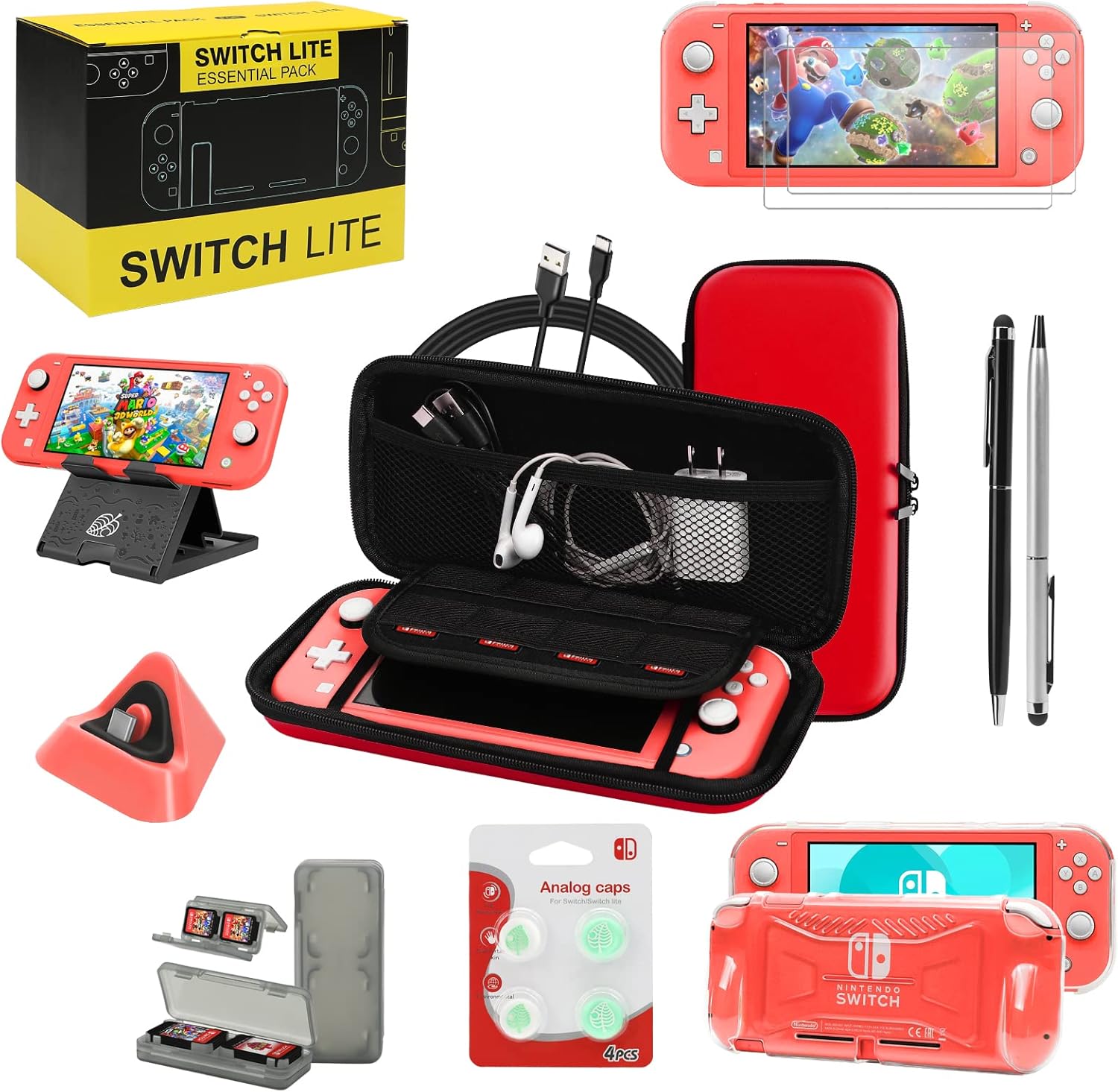 Switch Lite Accessories Bundle, Kit with Carrying Case,TPU Case Cover with Screen