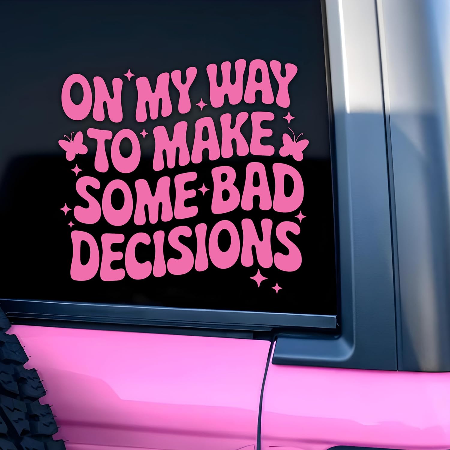 On My Way to Make Some Bad Decisions Car Decal Funny Quotes Sarcastic Humor Car Window Accessories Affirmations Vinyl Waterproof 6 Inches Bumper Decal Gifts for Mom Friend Coworker