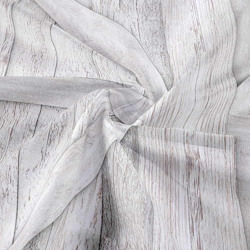 Vista 72 de Cortina de ducha rústica de madera estilo granero, 60 x 70 pulgadas, color beige