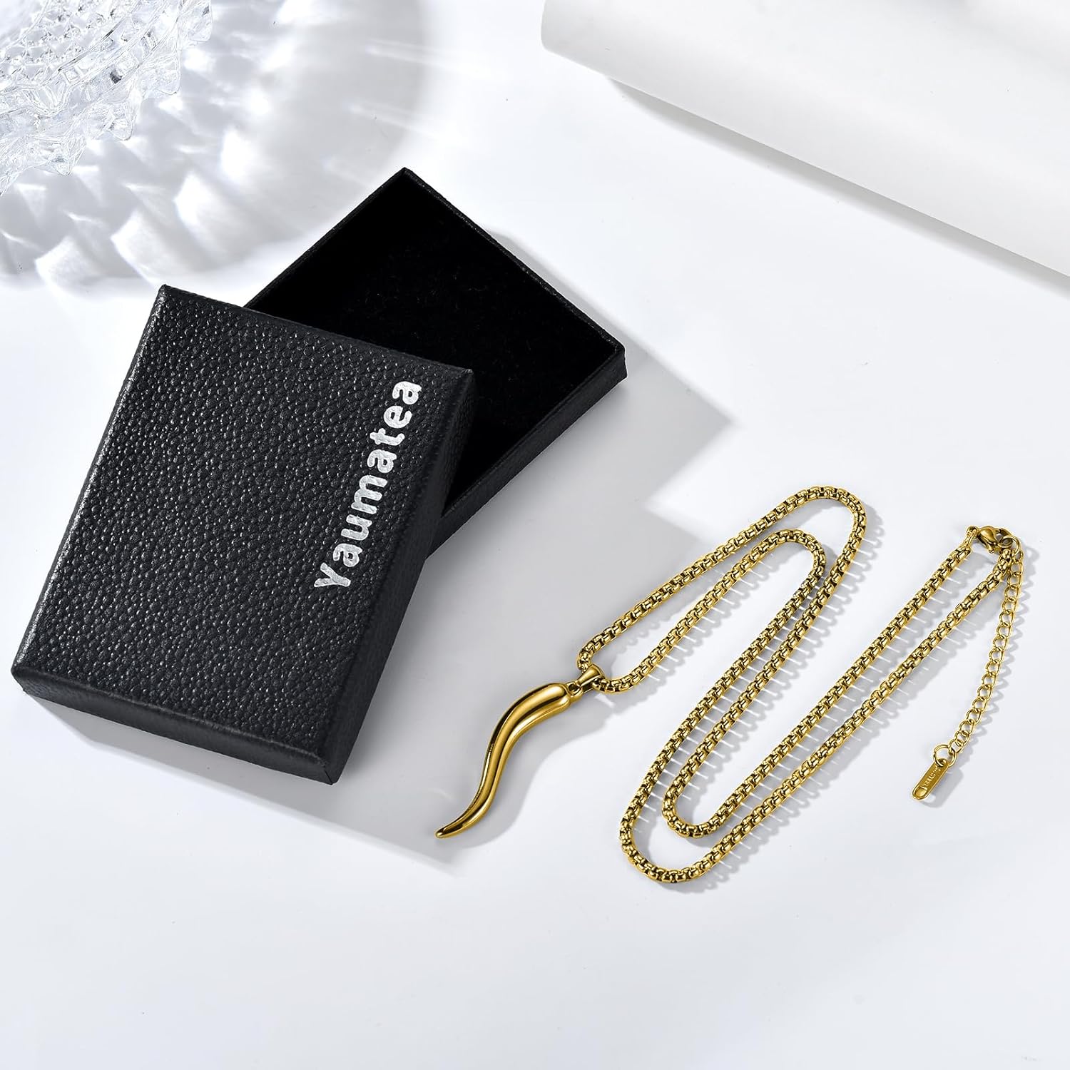 Italian Horn Pendant Necklace for Women Men Silver/Gold Plated Stainless Steel Cornicello Necklace Protection Necklace Chains with Pendant Italian Charm Talisman with Gift Box - Image 5