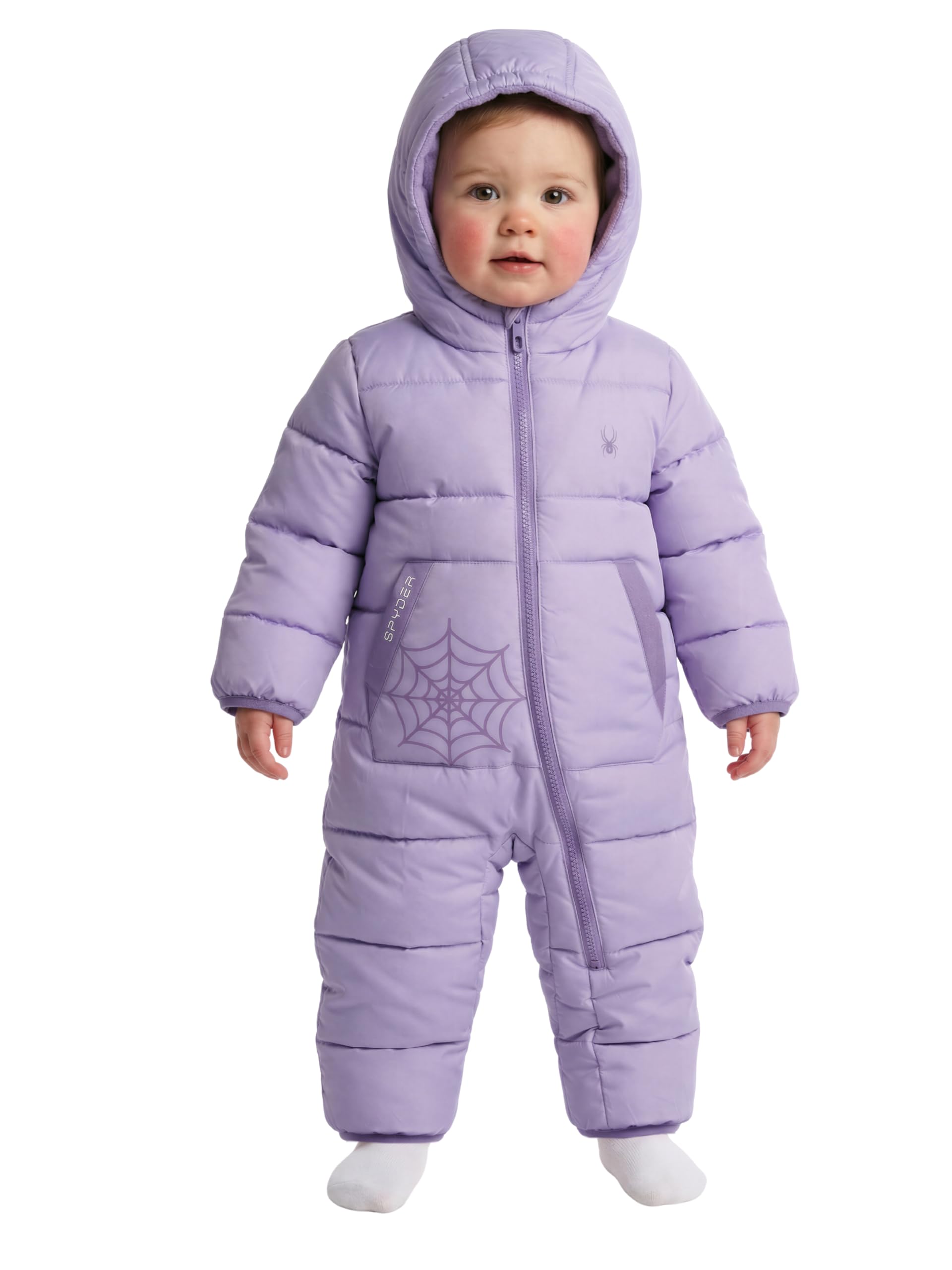 spyder baby snow suit - fleece lined zip snow pram, baby snowsuit for infants for winter for boys and girls, sizes 0-24m