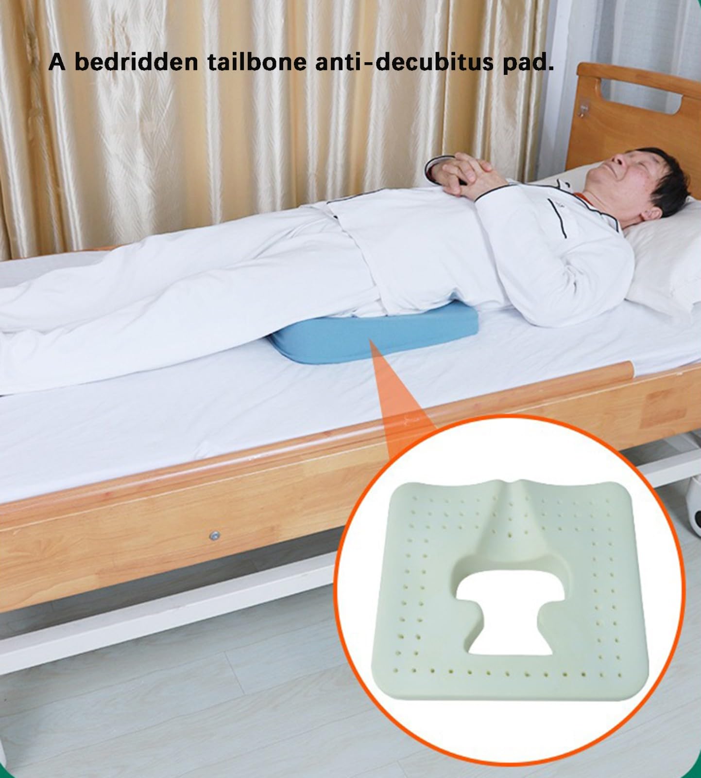 BLUEZY Cojin Antiescaras, Colchón Antiescaras, Cojín Anti Decúbito para Glúteos con Agujero Rebote Lento para Estar Postrado En Cama Y Sentado Durante Largos Periodos De Tiempo