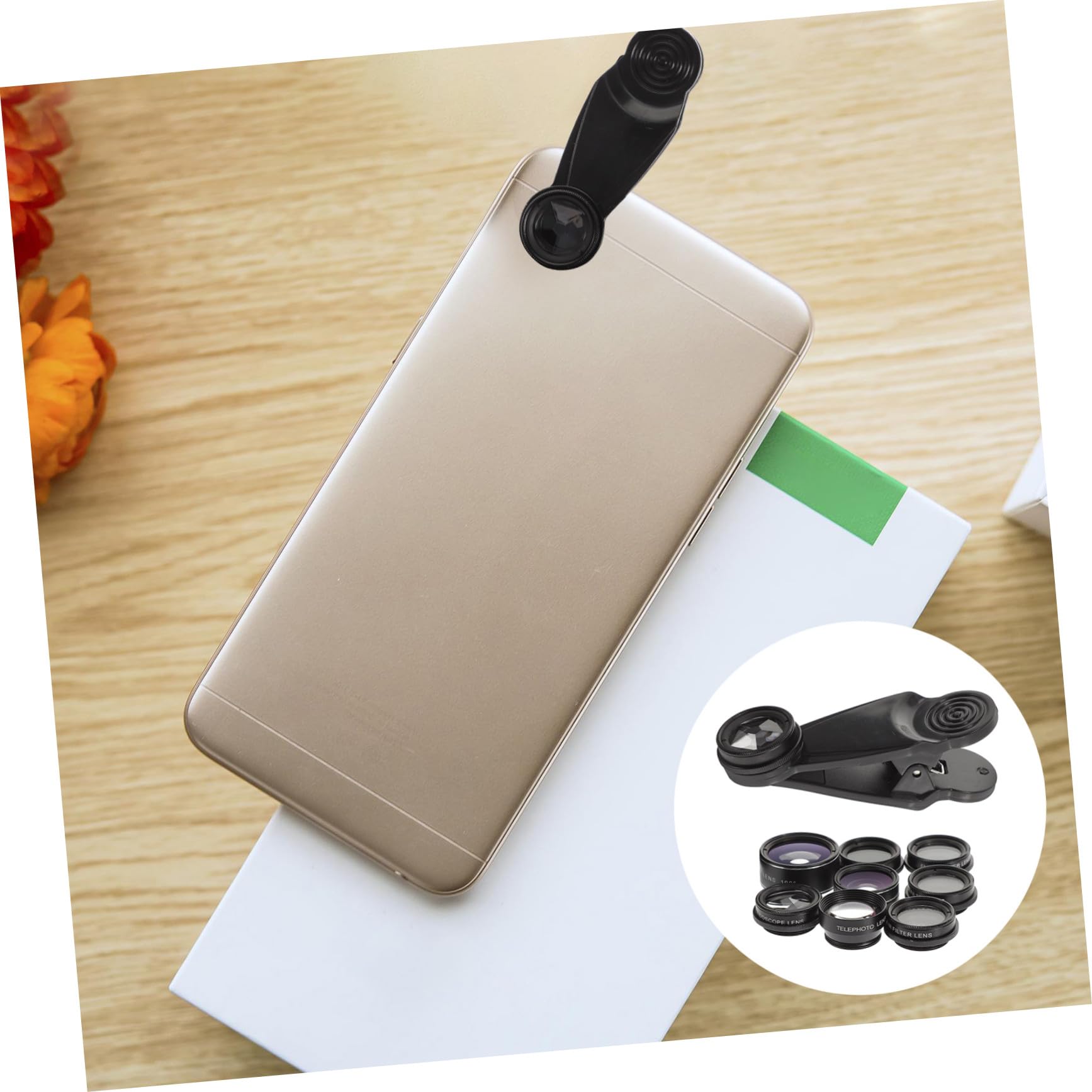 Mikikit Kit de Lentes para Teléfono Móvil con Zoom Gran Macro y Ojo de Pez Polarizador Cpl Kaleidoscopio Compatible con Smartphones Fácil Instalación