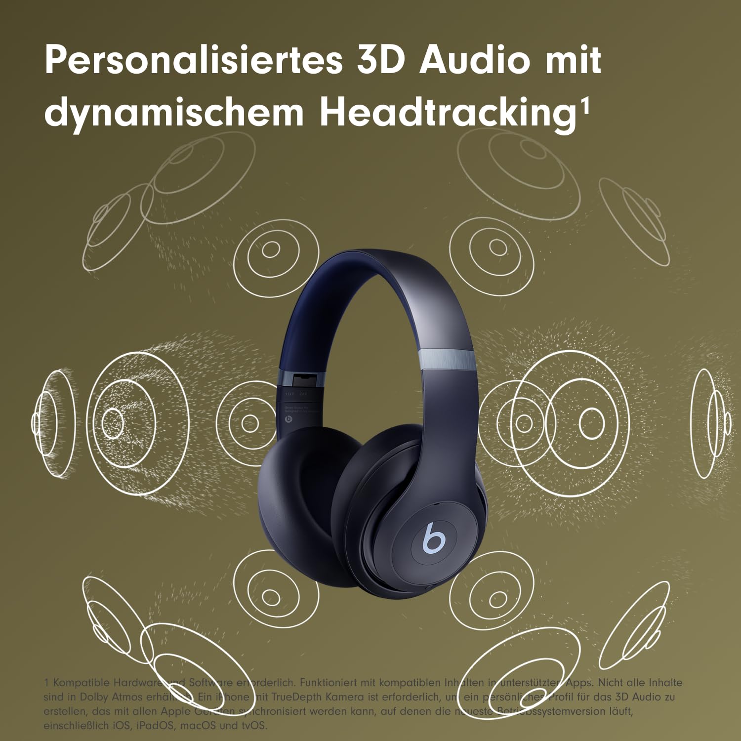 Beats Studio Pro – Komplett Kabellose Bluetooth Noise Cancelling Kopfhörer – Personalisiertes 3D Audio, USB-C verlustfreies Audio, Apple & Android Kompatibilität- Navy