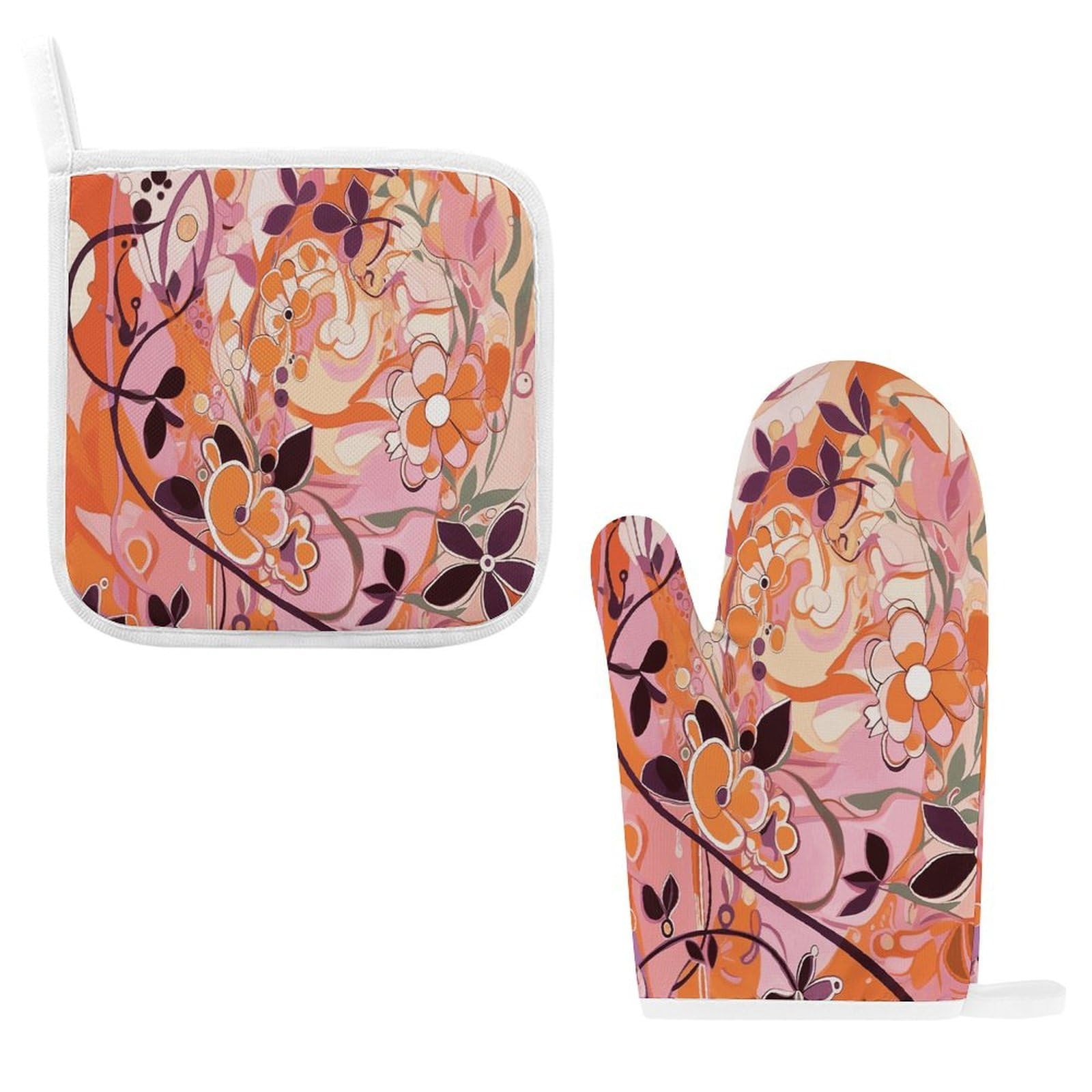 Fodpand Style Floral Pattern Oven Mitts And Pot Holders Sets