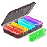 3 Times a Day Pill Organizer - 7 Day Portable Weekly Pill Box, Travel Pill Case with Snap-Locked Compartments, BPA-Free for Vitamins & Medication(Black)